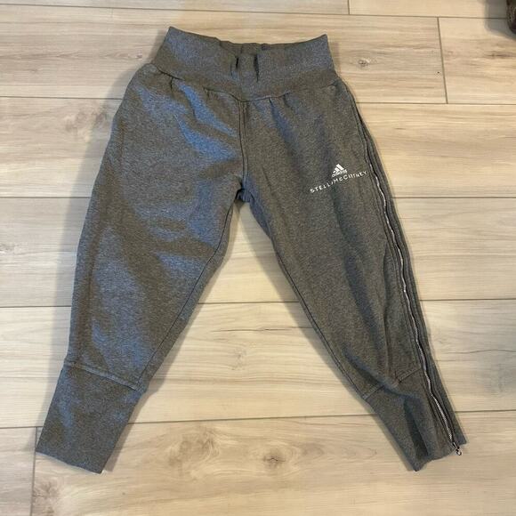Adidas Stella McCartney Gray Jogger Pants XS Zip Ankle Sweatpants Athleisure - Picture 1 of 4